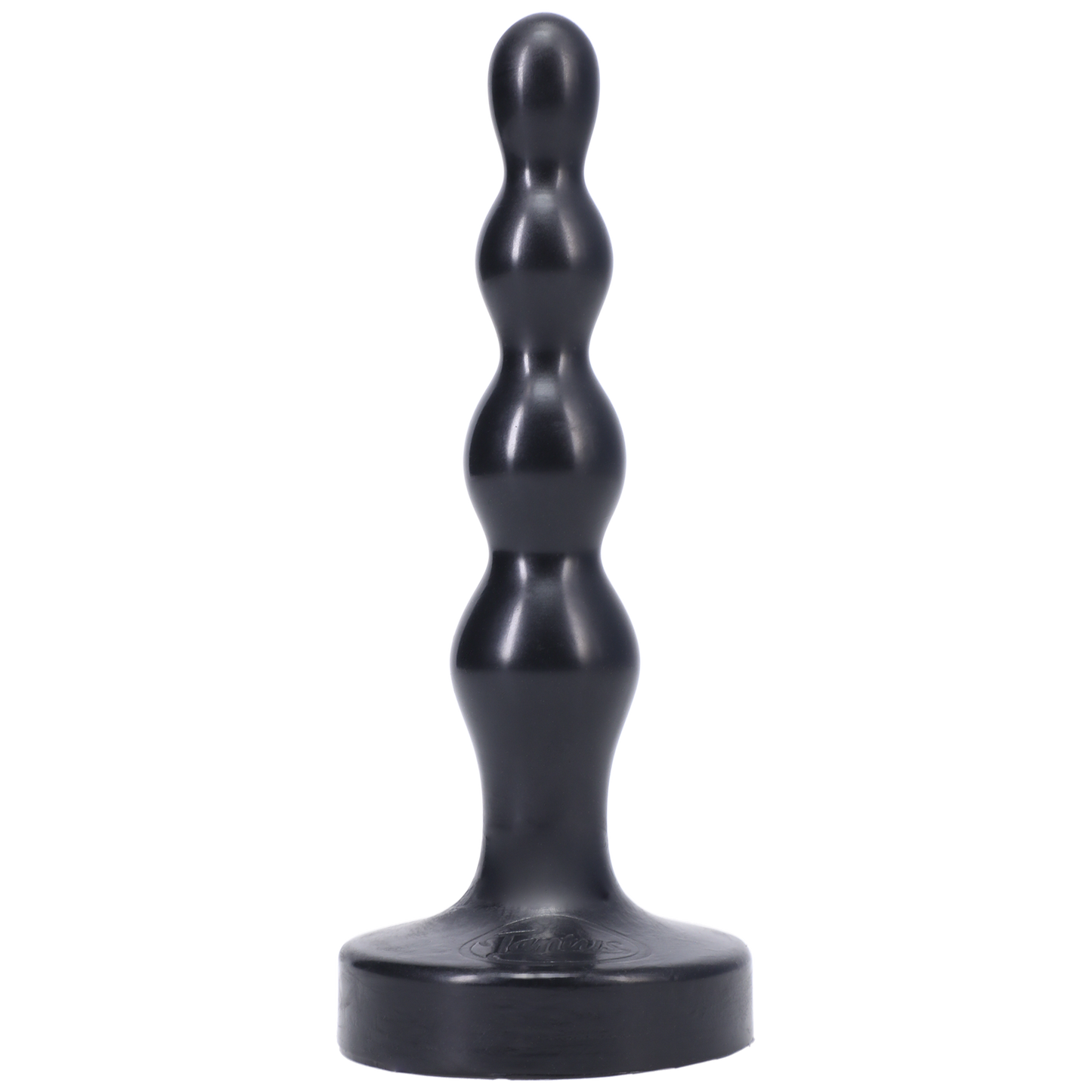 Small Tantus Ripple Butt Plug in black silicone with a beaded design for added sensation.