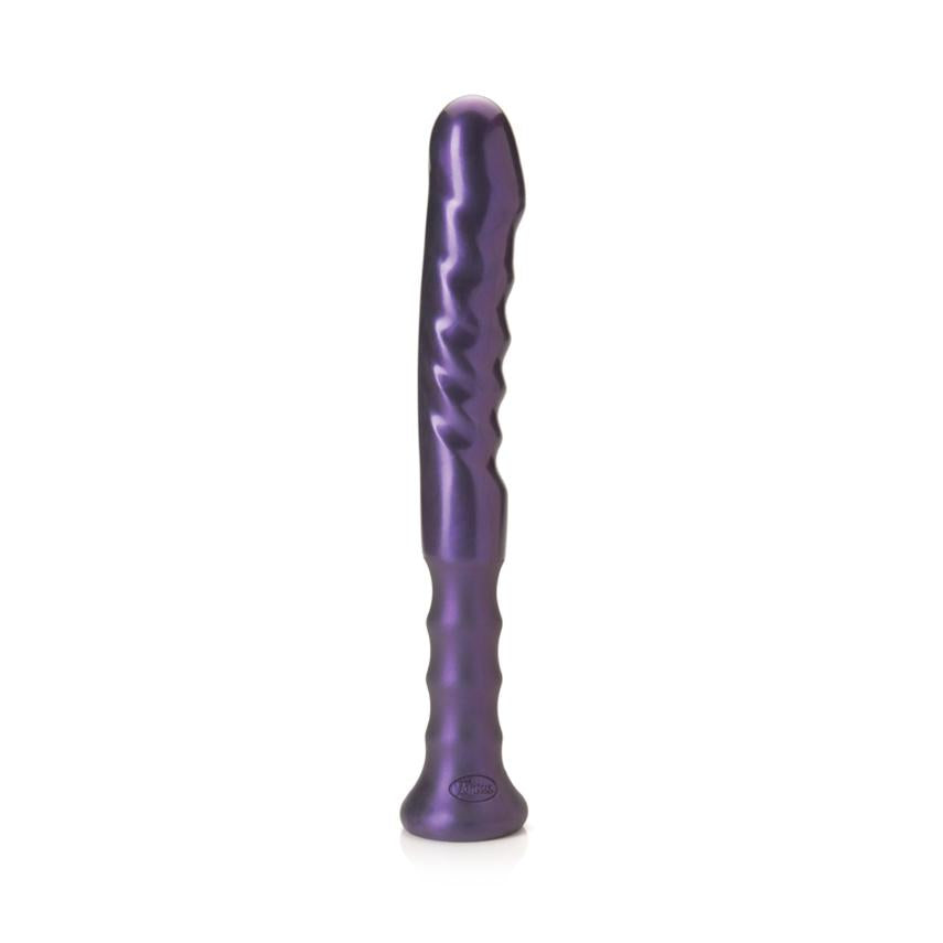 Black Tantus Echo Handle Dildo with a rippled shaft and ergonomic grip.