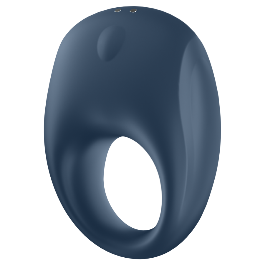 Blue Satisfyer Strong One Vibrating Ring with a flexible, ergonomic design.
