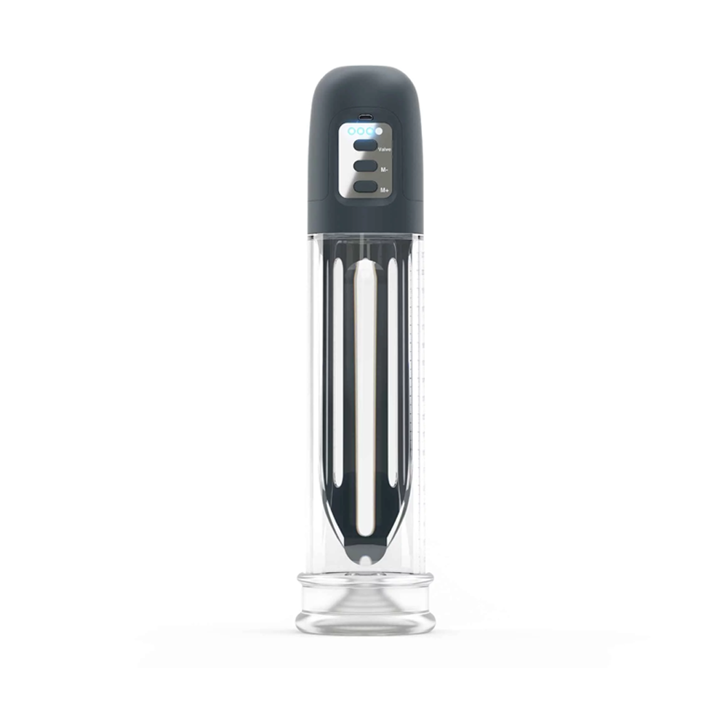Black Dorcel Power Pump Pro with a transparent cylinder and easy-grip handle.