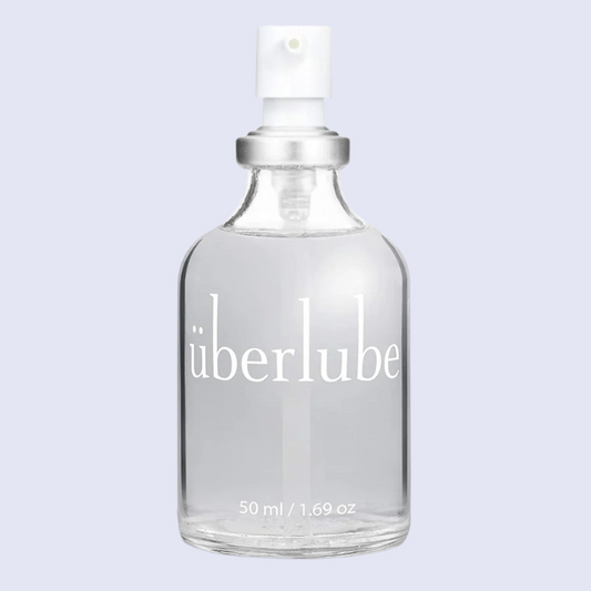 Clear Überlube Signature Bottle with premium silicone lubricant.
