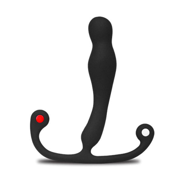 Black Aneros Eupho Syn Trident Prostate Massager with a soft silicone finish.