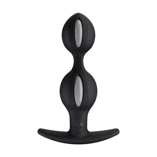 Black Fun Factory B Balls Duo Plug with dual rolling weights for intensified pleasure.