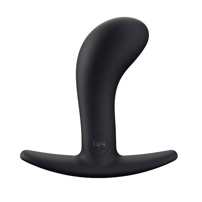 Medium Fun Factory Bootie Plug in black silicone with an ergonomic, curved shape.