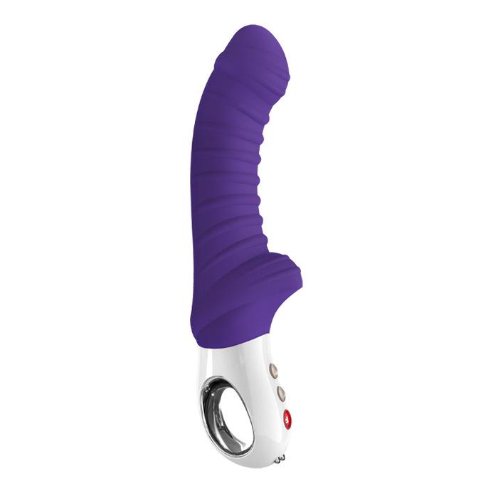 Black Fun Factory Tiger G-Spot Stimulator with a ridged, curved shaft for deep pleasure.