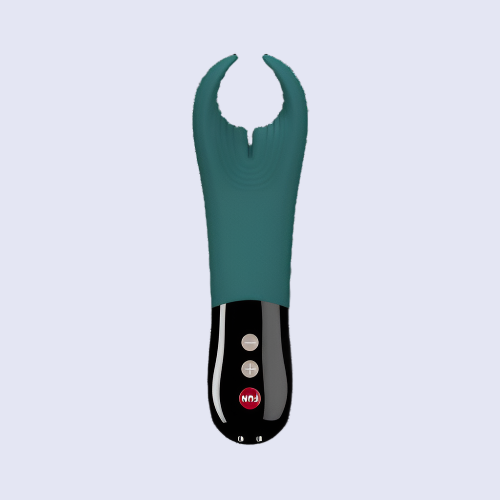 Black Fun Factory MANTA Vibrating Stroker with a unique ridged design.