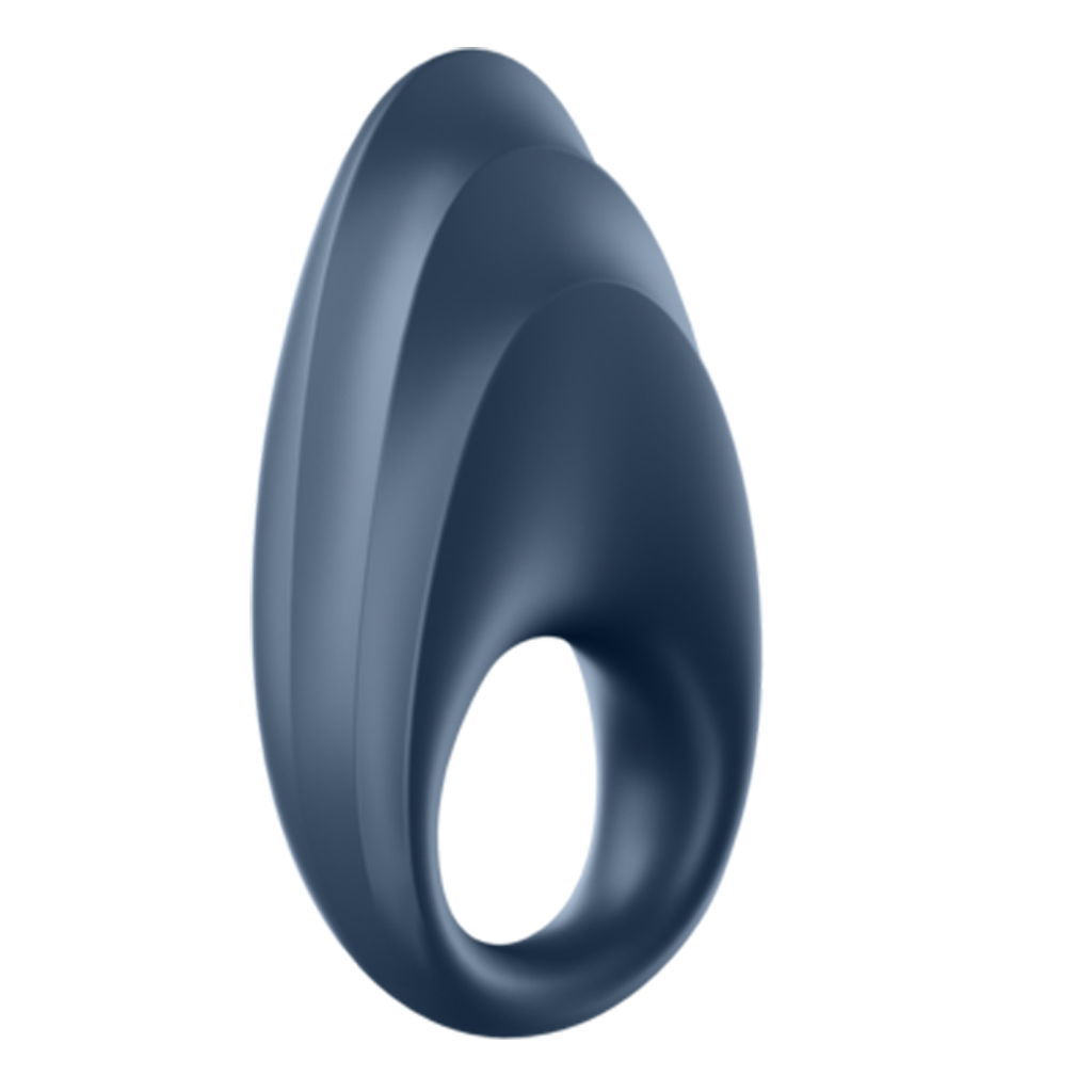 Black Satisfyer Powerful One Vibrating Ring with strong vibrations and a snug fit.