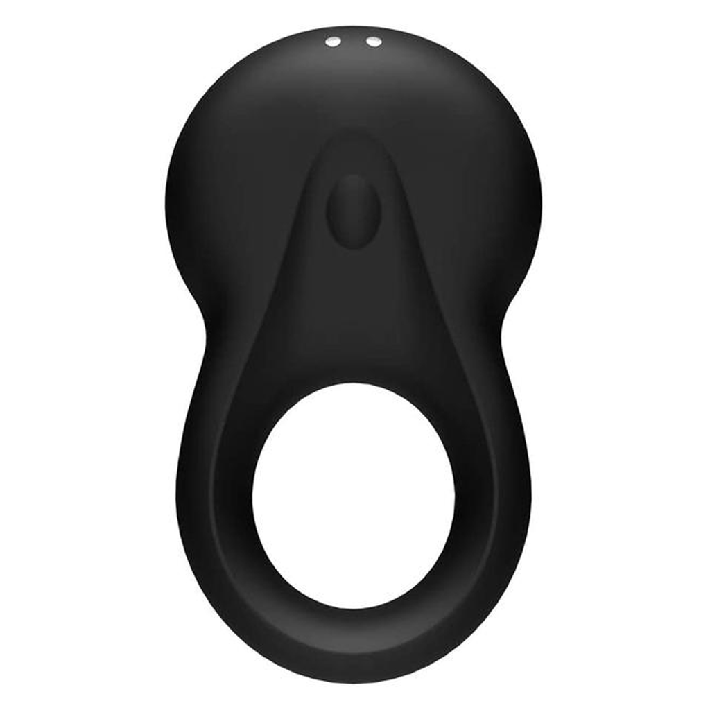 Black Satisfyer Signet Ring with a textured vibrating motor.