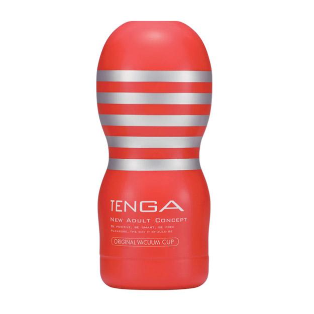 Red Tenga Original Vacuum Cup with a deep, sucking sensation.