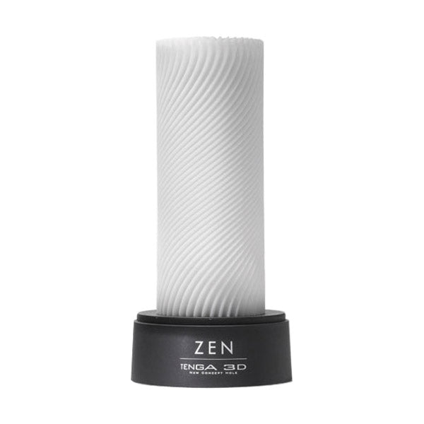 White Tenga 3D Zen Male Masturbator with a spiral-textured interior.