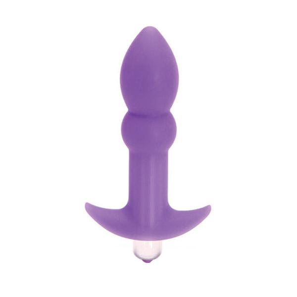 Purple Tantus Perfect Plug Plus with a built-in vibrator for extra stimulation.