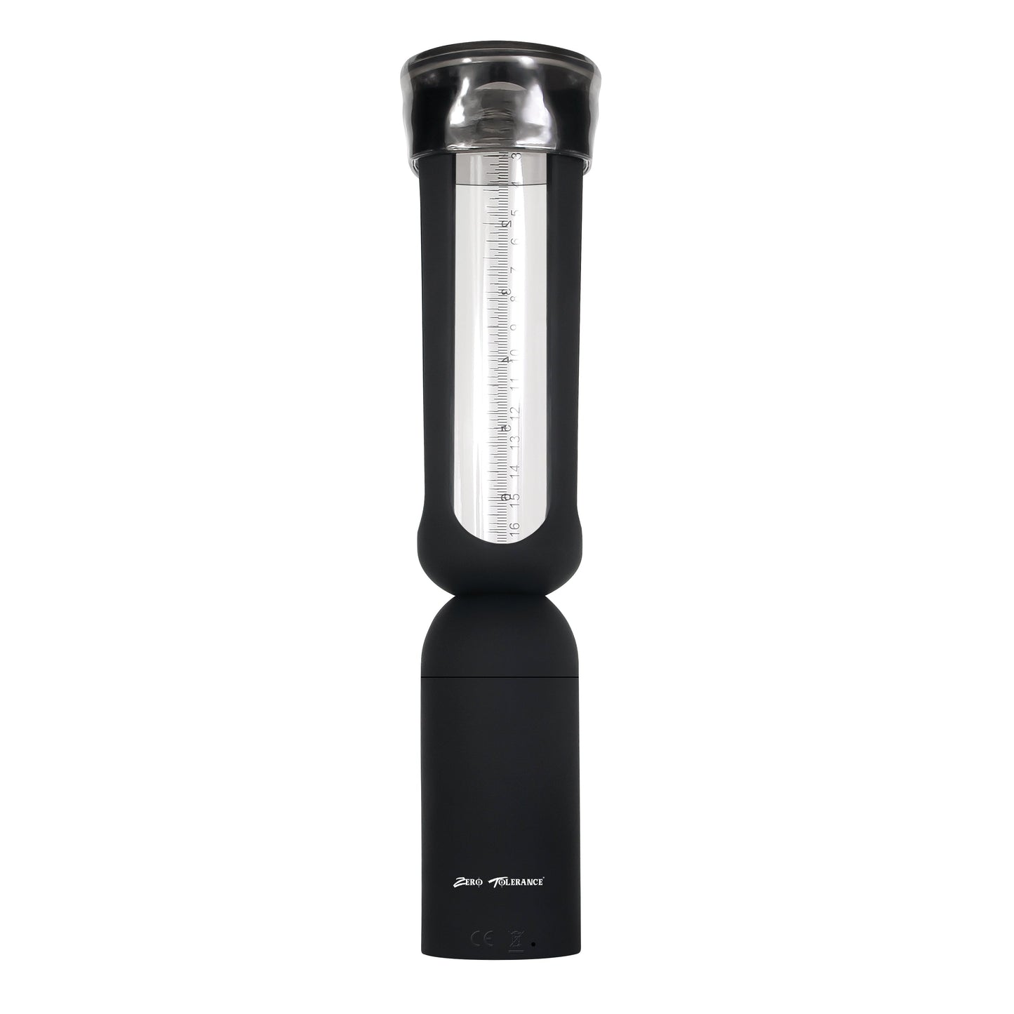 Black Zero Tolerance Pump It Back Suction Penis Pump with a squeezable grip for precise control.