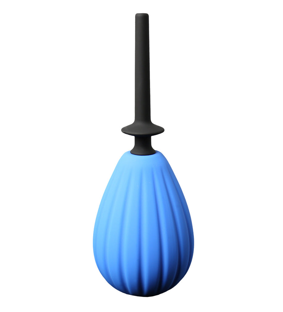 Limited edition blue Aneros Prelude™ Enema Bulb with an ergonomic nozzle.