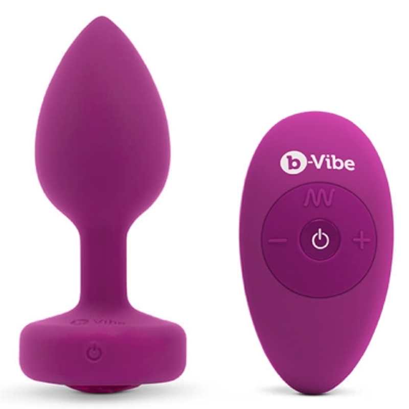 Black b-Vibe Vibrating Jewel Plug with a sparkling gem base.