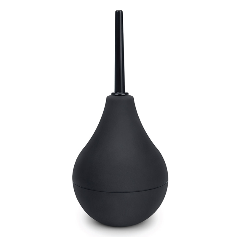 Black b-Vibe Classic Douche & Enema Bulb Set with a soft, ergonomic nozzle.