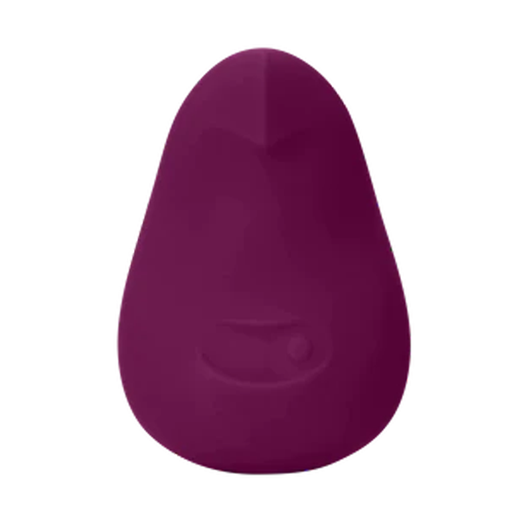 Plum-colored Dame Pom Clitoral Vibrator with a flexible, soft-touch design.