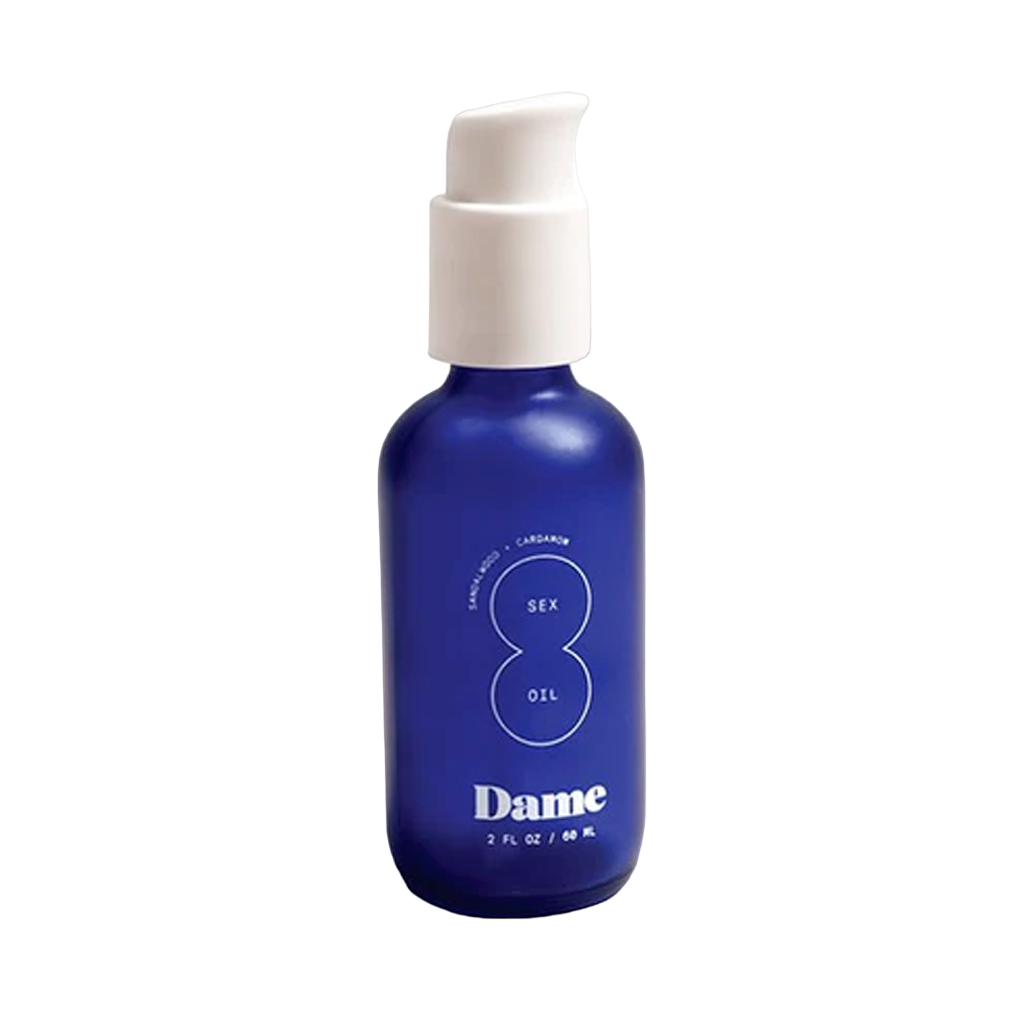 Clear Dame Massage Oil with a silky-smooth, lightweight texture.