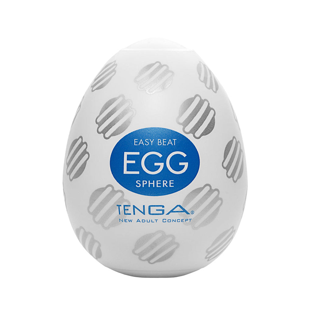 White Tenga Egg Sphere with a unique rounded texture for enhanced sensation.