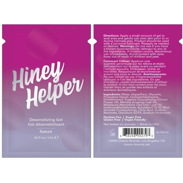 Hiney Helper Desensitizing Gel Foil 0 03 Fl Oz 1 Ml - Male Pleasure Toys Discover premium men's pleasure toys designed for satisfaction, performance,