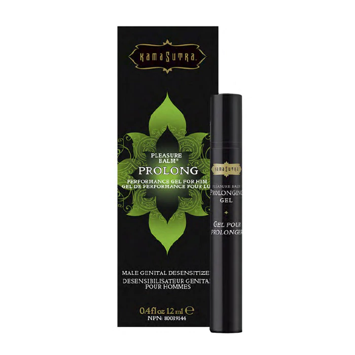 Clear Kama Sutra Pleasure Balm Prolong Gel with a silky, cooling formula.