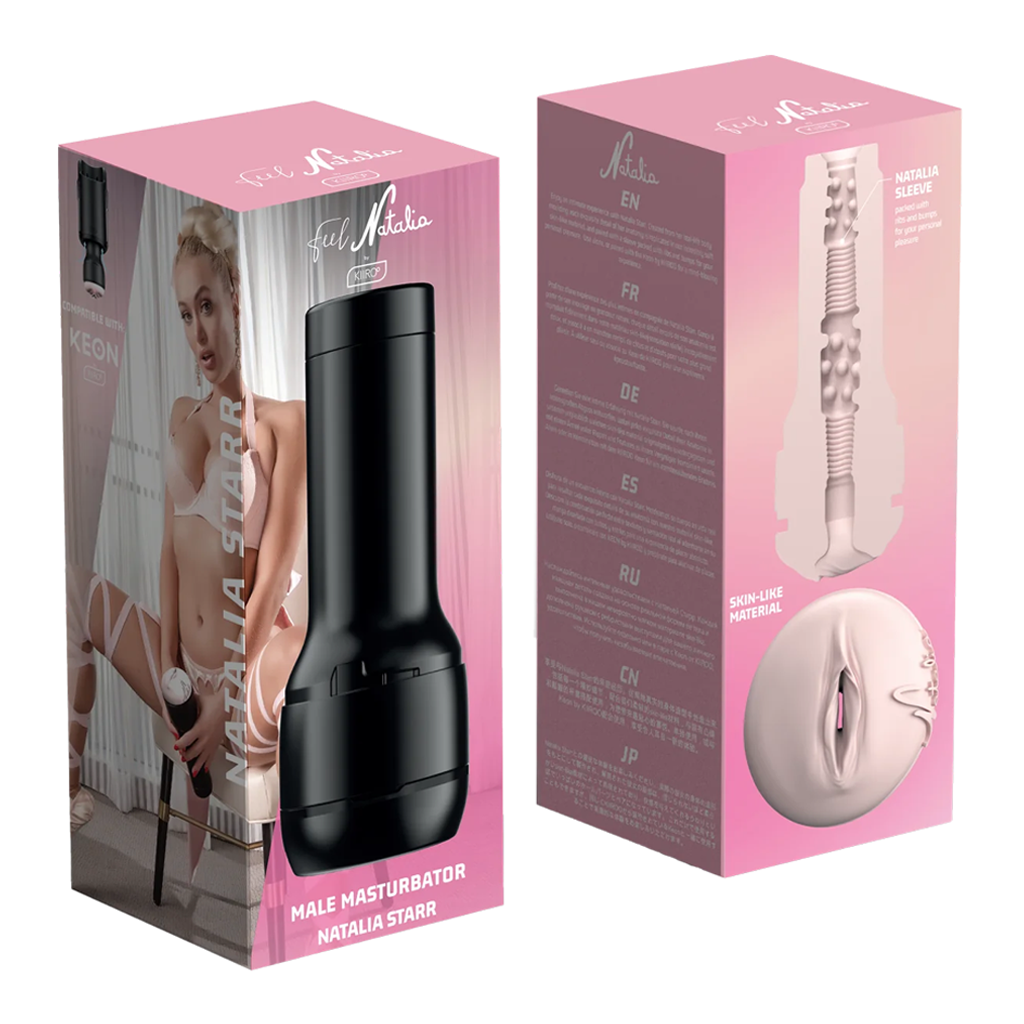 Flesh-toned Kiiroo FeelNatalia Stroker with a realistic, textured interior.