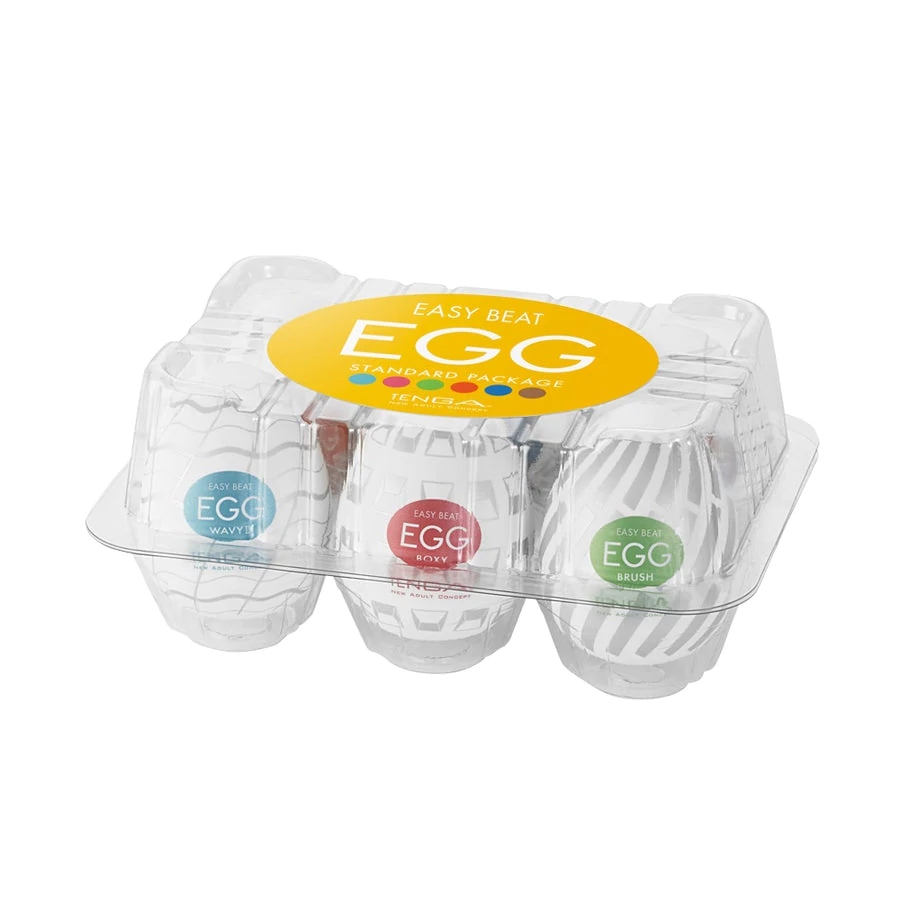 White Tenga EGG New Standard 6-Pack with unique, varied textures.