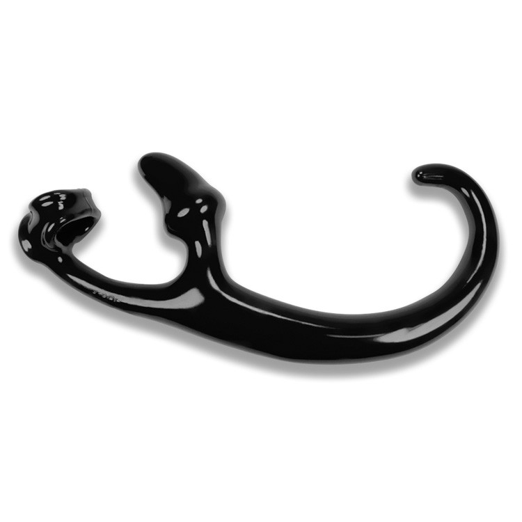Black OXBALLS Alien Tail butt plug with a flexible, textured tail and secure sling.