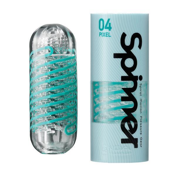 Blue Tenga Spinner 04 PIXEL with a spiraled, textured interior.