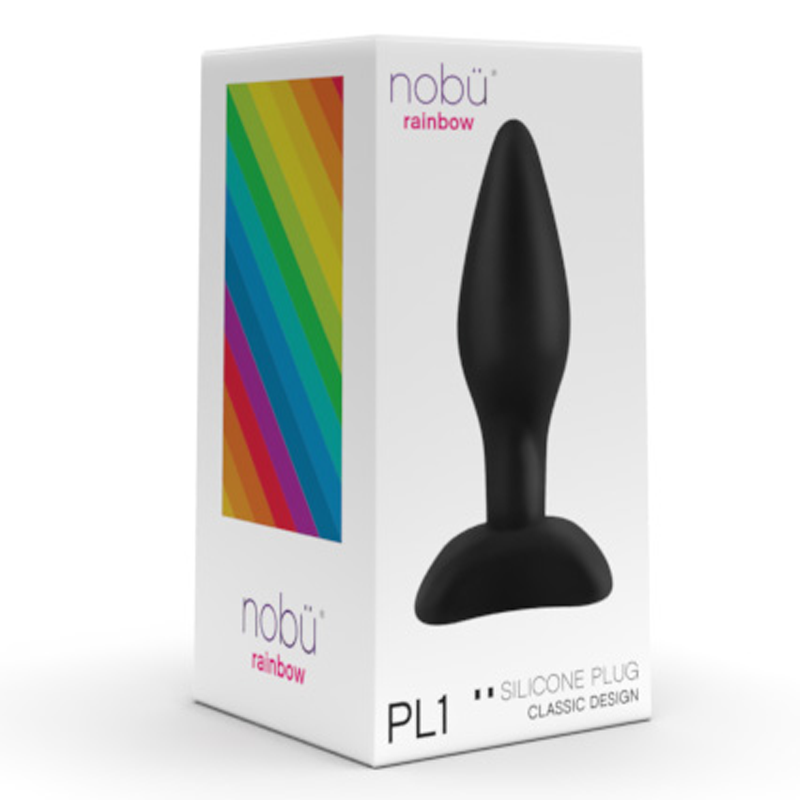 Black NOBÜ PL1 Silicone Plug with a smooth, tapered shape for comfortable insertion.