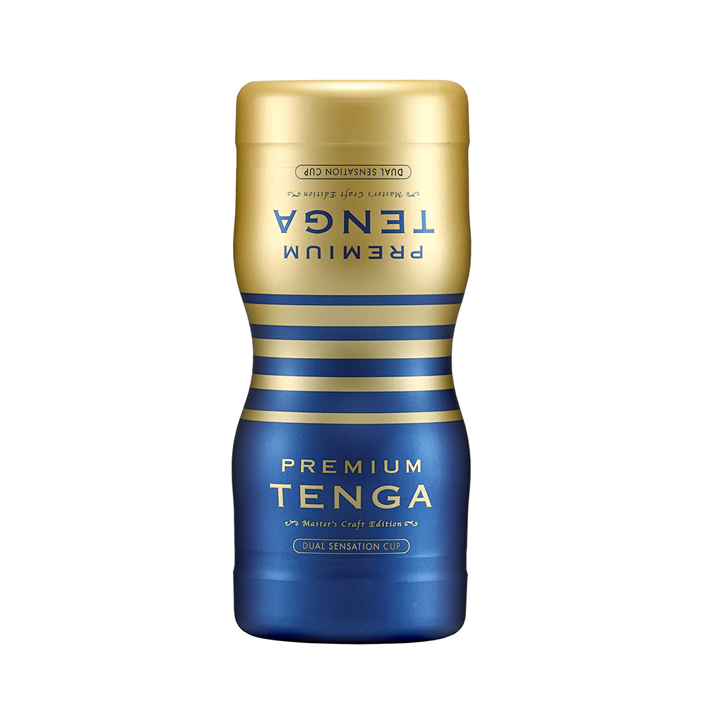 White Tenga PREMIUM DUAL SENSATION CUP with dual-entry textures.