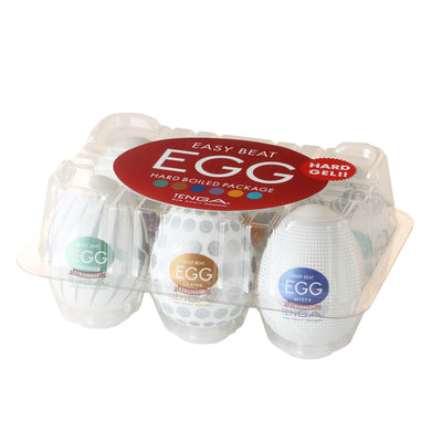 White Tenga EGG HardBoiled 6-Pack with assorted textures for varied sensations.