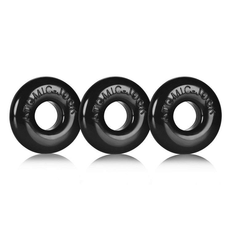 Black OXBALLS RINGER 3-pack of DO-NUT-1 rings with a classic design.