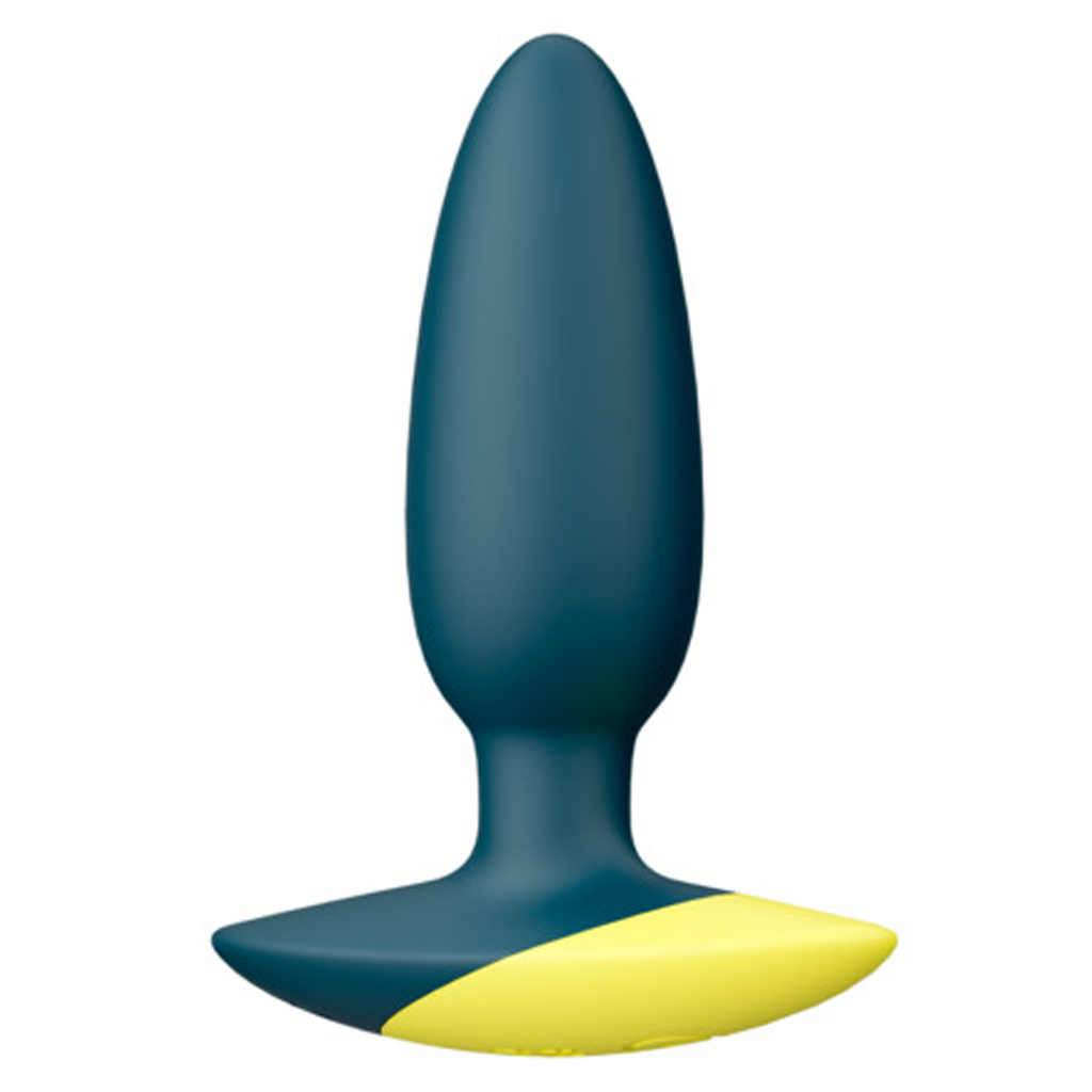 Blue ROMP Bass Vibrating Plug with a smooth, tapered shape and multiple vibration modes.