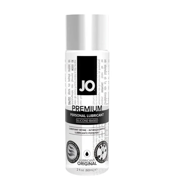 Clear JO Premium Silicone Lubricant with a silky-smooth, non-sticky finish.