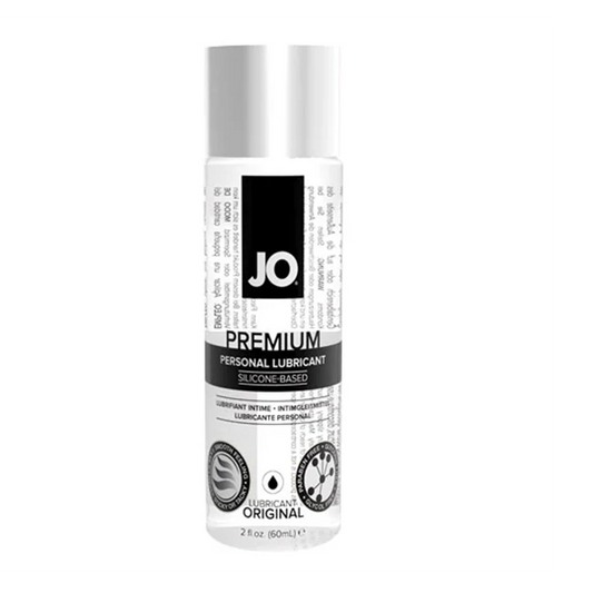 Clear JO Premium Silicone Lubricant with a silky-smooth, non-sticky finish.