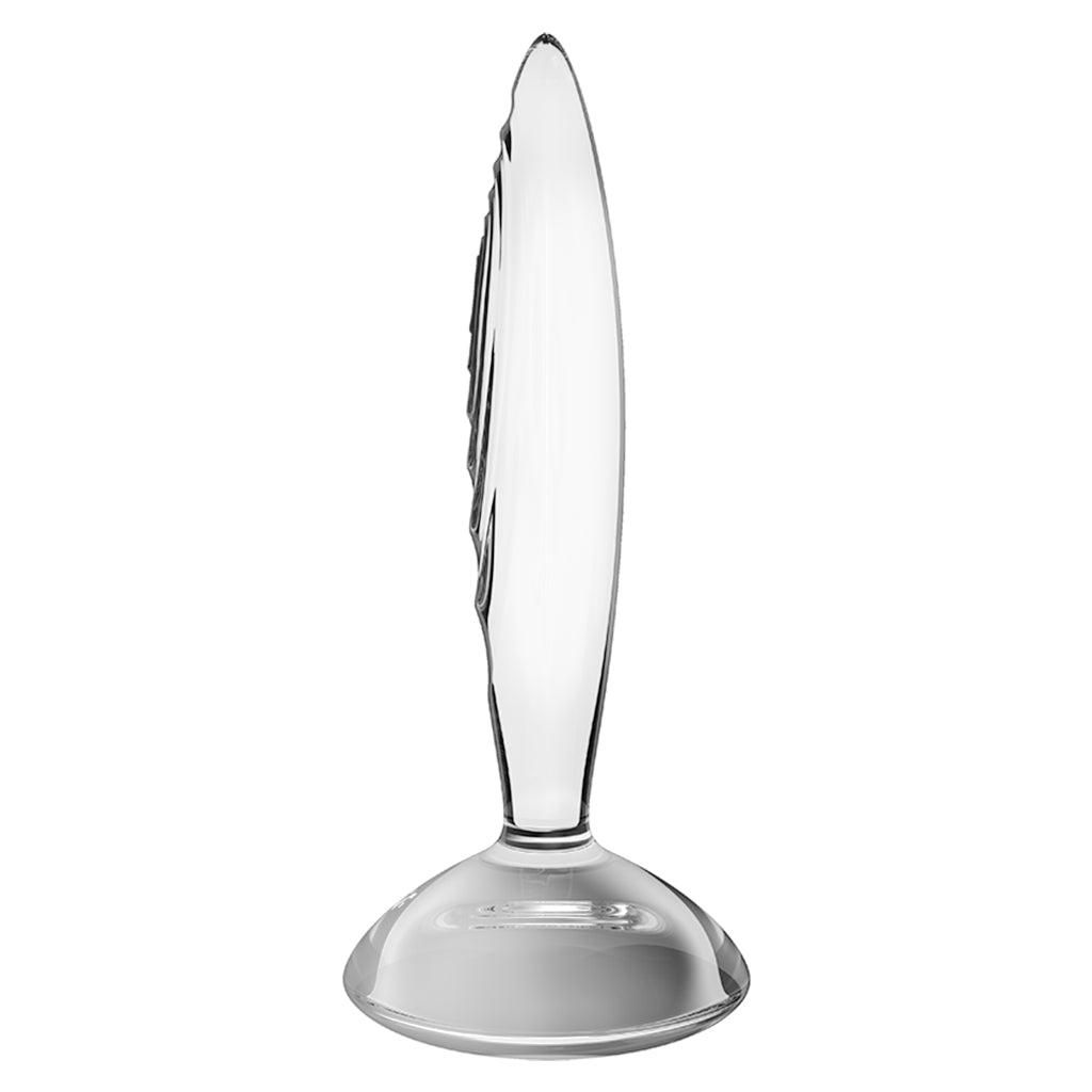 Sparkling pink Satisfyer plug with a dazzling crystal base and soft silicone finish.