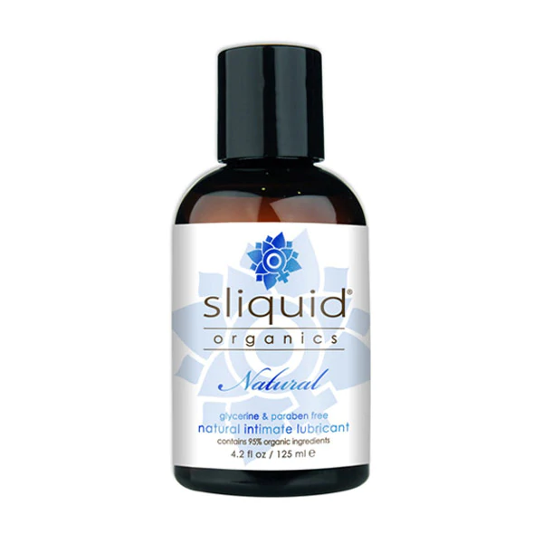Clear Sliquid Organics Natural Lubricant with an aloe-based, organic formula.