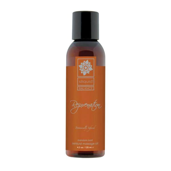 Clear Sliquid Rejuvenation Massage Oil in a 4.2oz bottle with a refreshing scent.
