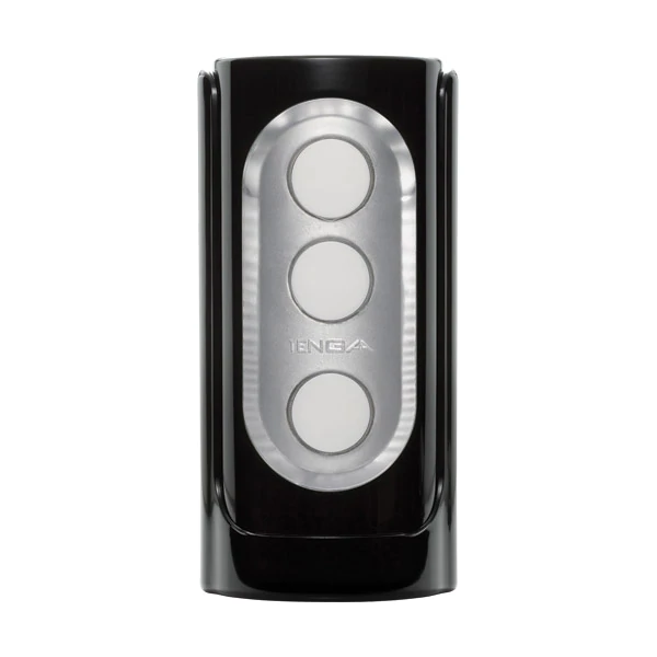 Black and white Tenga Flip Hole Male Masturbator with a flip-open design for easy cleaning.