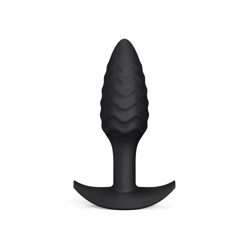 Black Dorcel Wavy Plug with a rippled design for deep and textured anal pleasure.