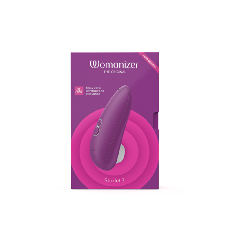 Violet Womanizer Starlet 3 with a soft, body-safe silicone head and ergonomic grip.