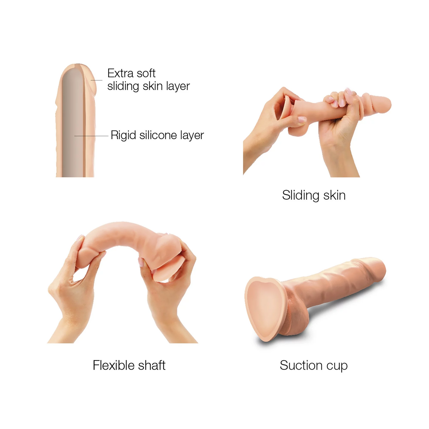 Sliding Skin Realistic Dildo - Size XL