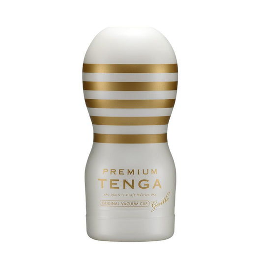Red Tenga PREMIUM ORIGINAL VACUUM CUP GENTLE with a softer suction sensation.