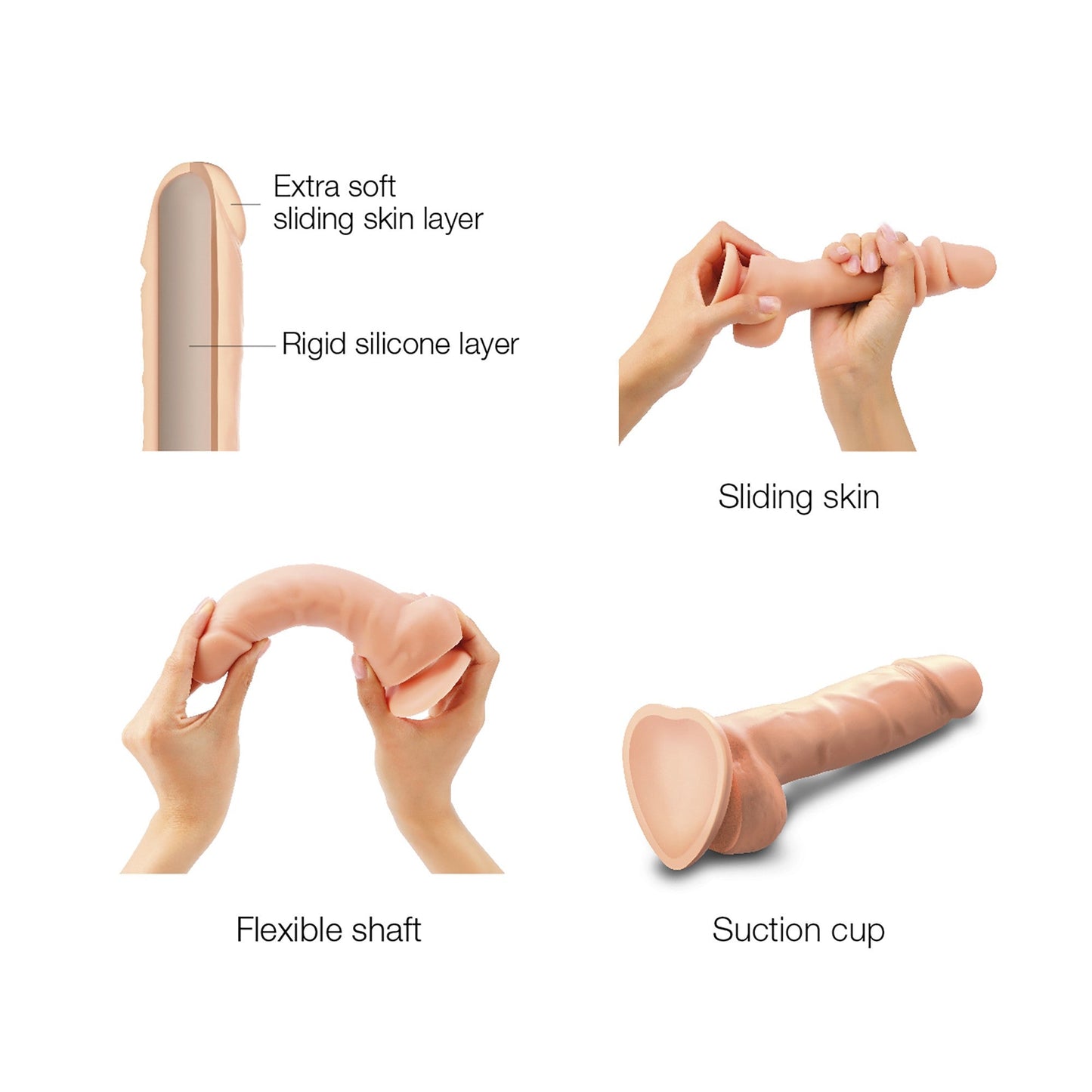 Sliding Skin Realistic Dildo - Size L