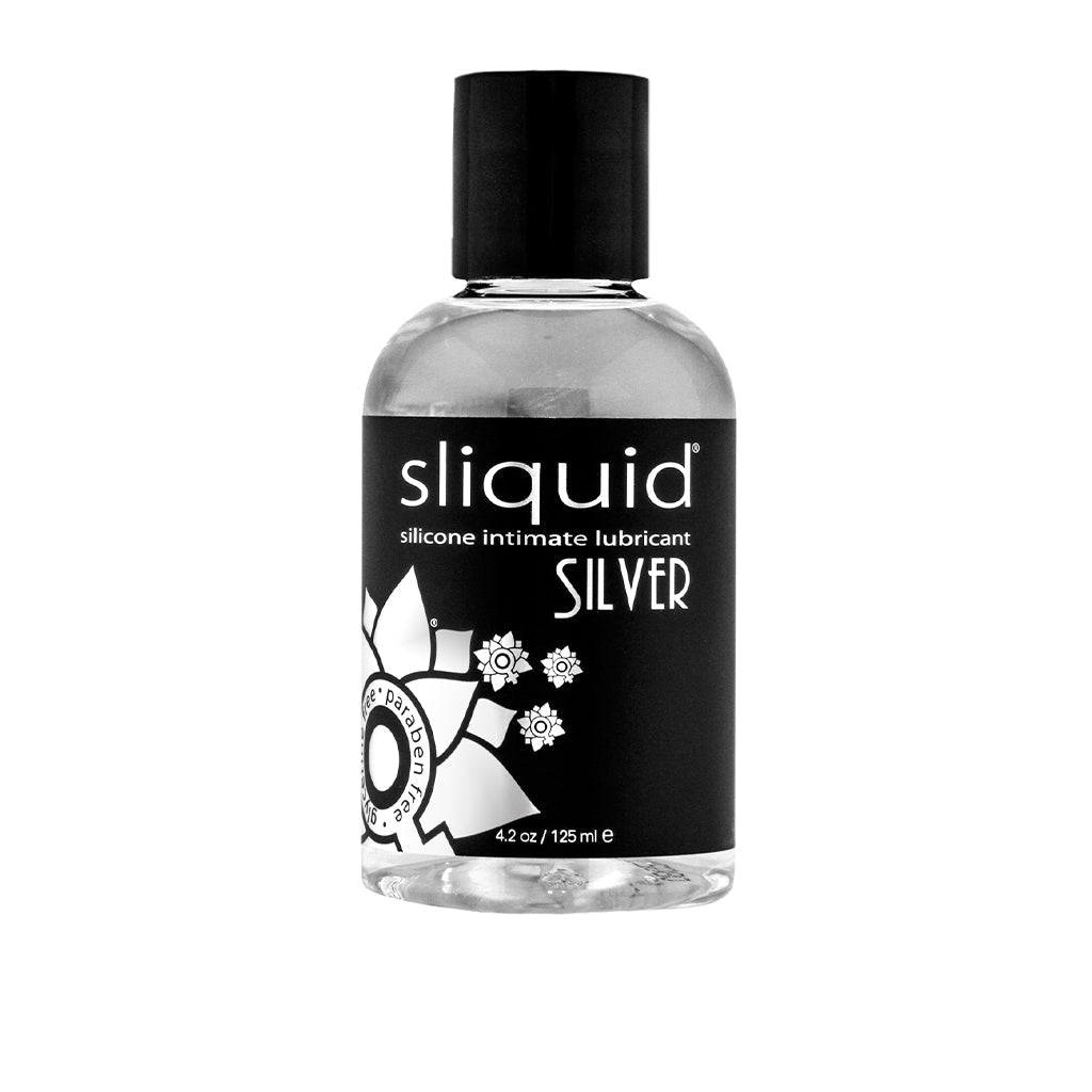 Clear Sliquid Silver Silicone Lubricant with a high-quality, ultra-smooth formula.