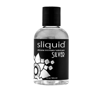 Clear Sliquid Silver Silicone Lubricant with a high-quality, ultra-smooth formula.